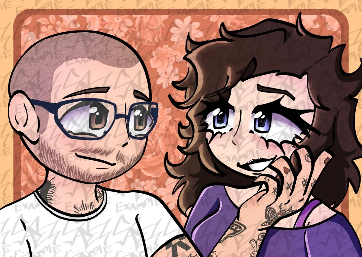 Couple commission — digital illustration of a happy couple portrait