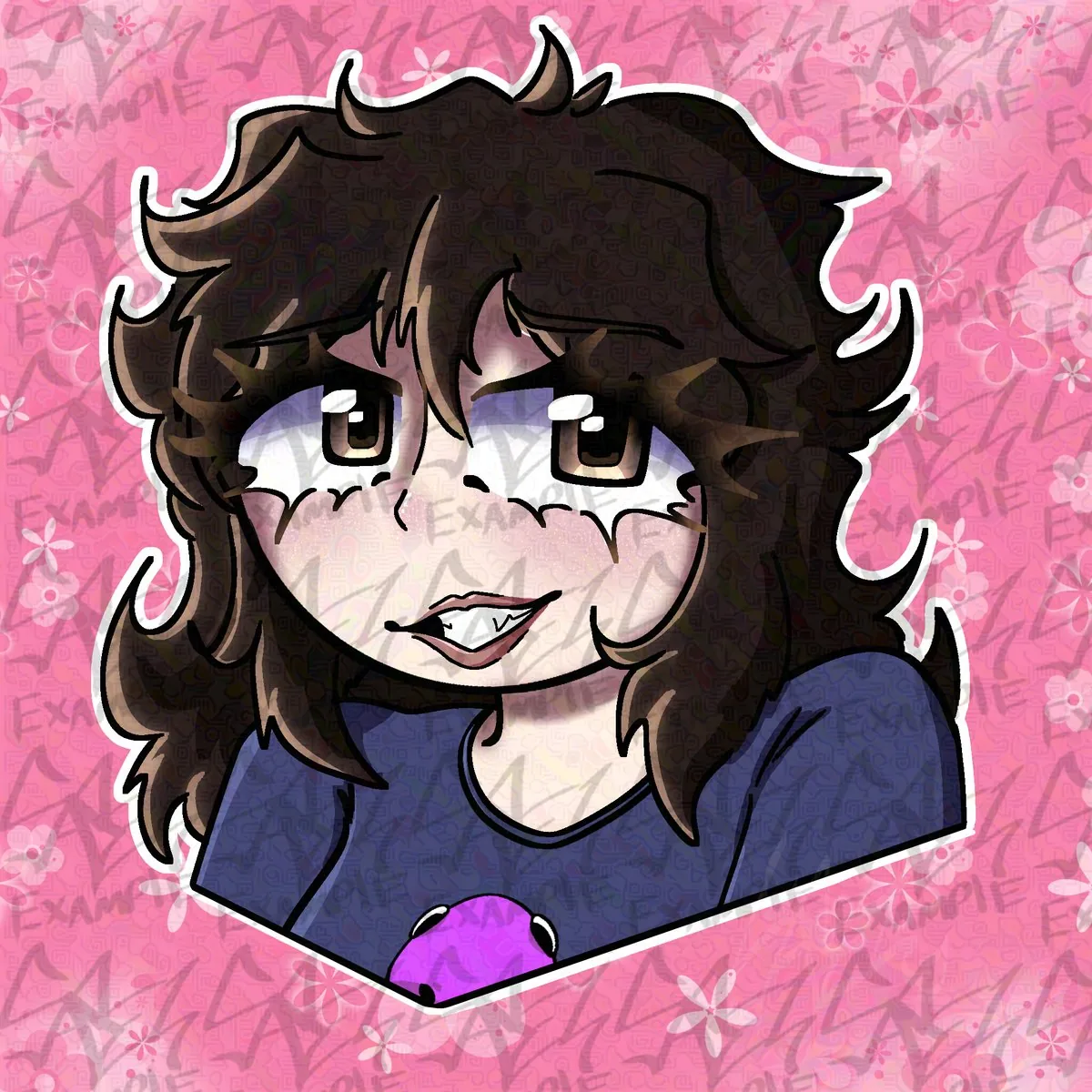 Ko-fi commission — original character with brown hair and a purple outfit, digital illustration