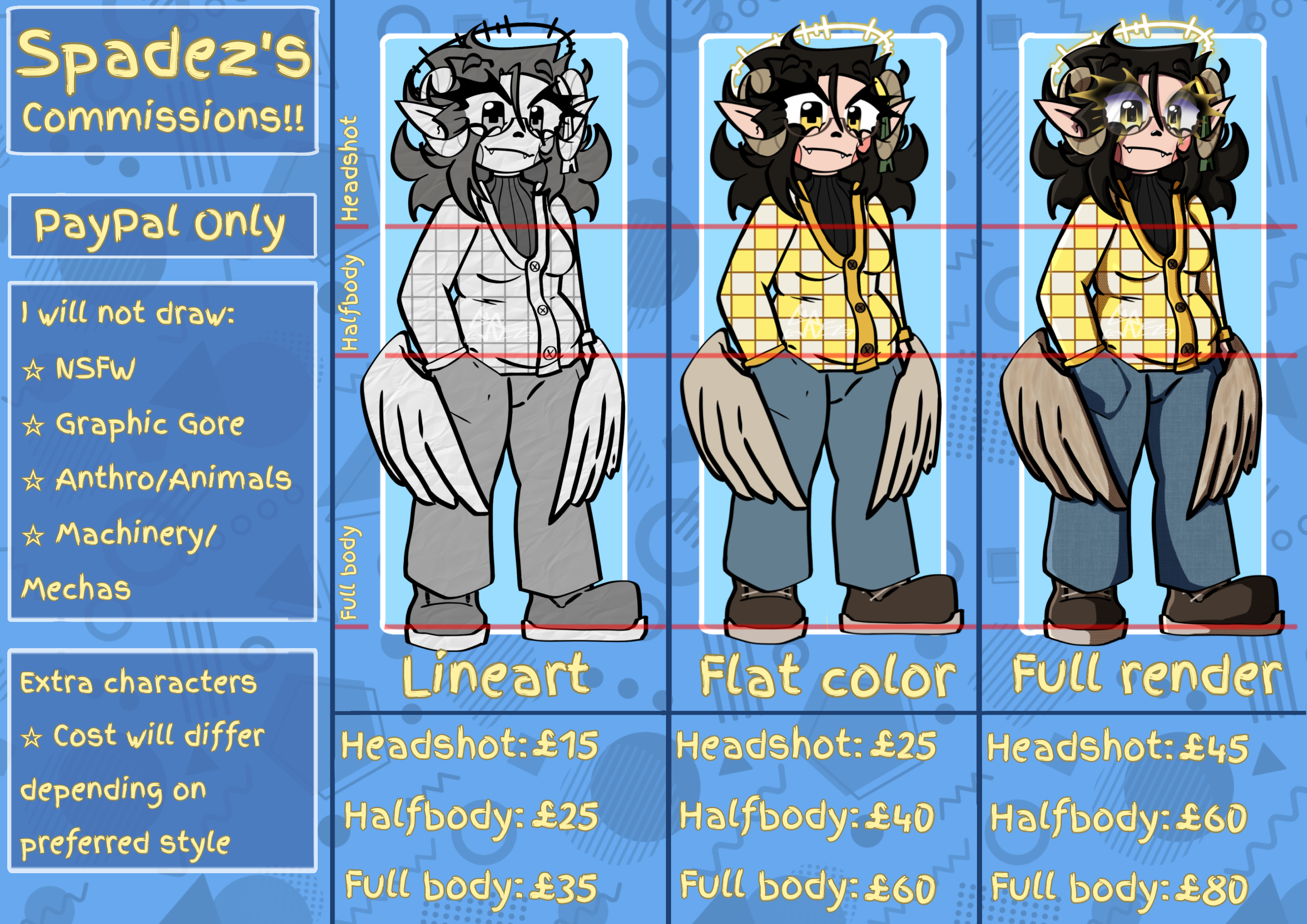 Full commission price sheet